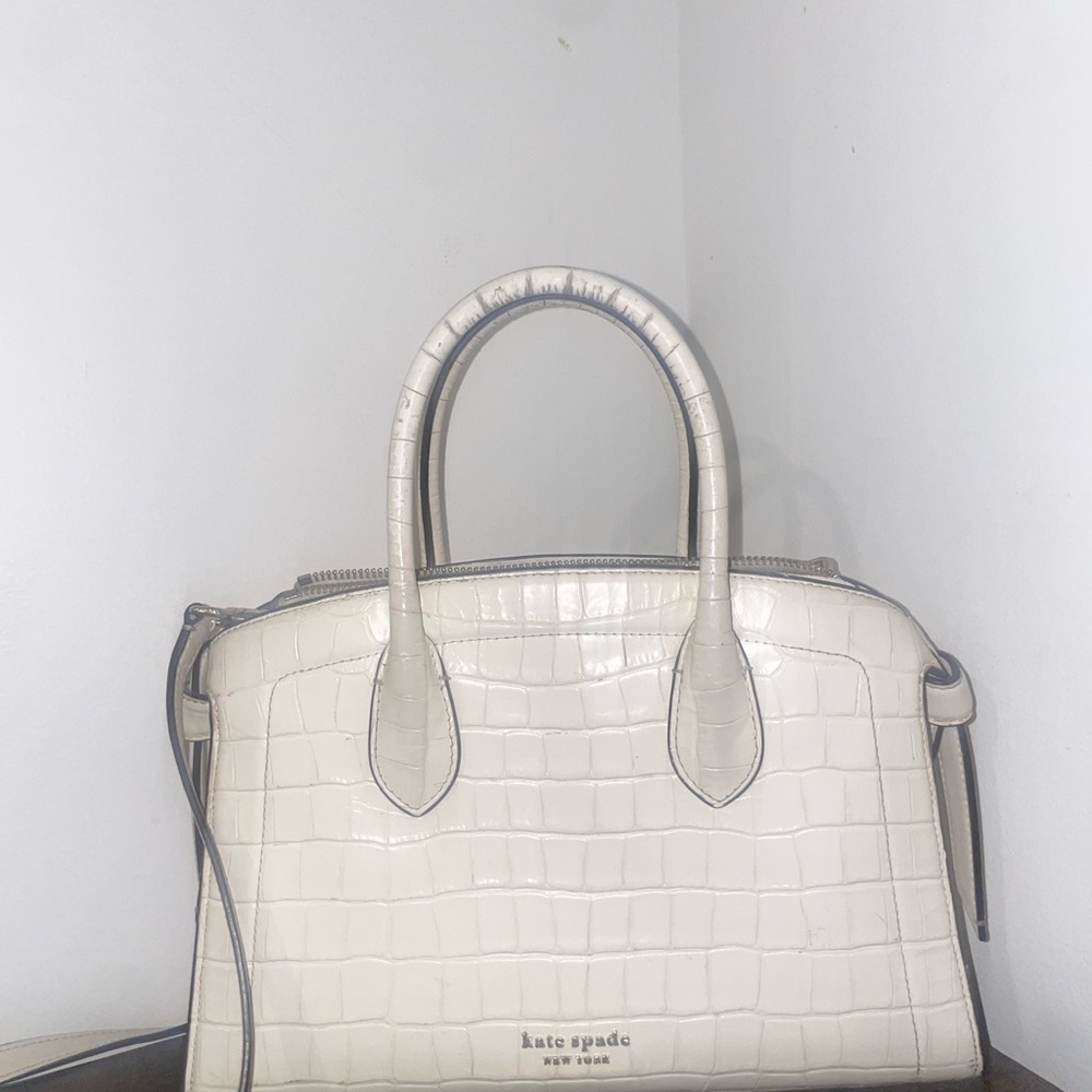 Kate Spade Cream Croc-Embossed Handbag